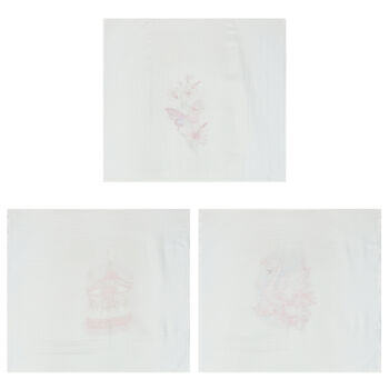 Baby Girls White & Pink Muslin Swaddles (3-Pack)